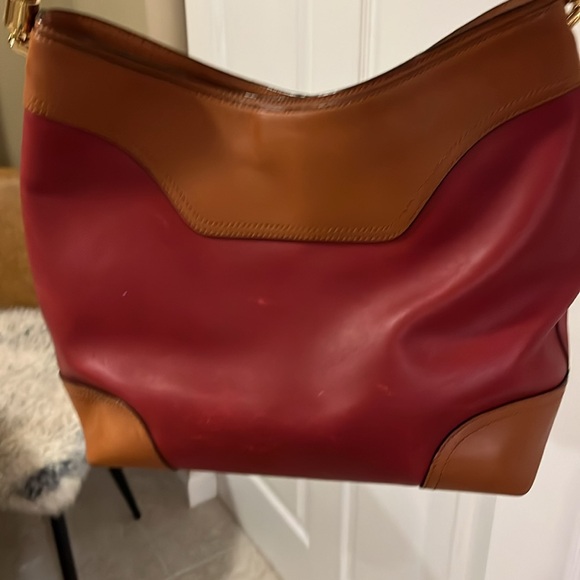 Ralph Lauren burgundy/ brown cow hide  Leather Hobo Bag, good preowned bag - Picture 17 of 17